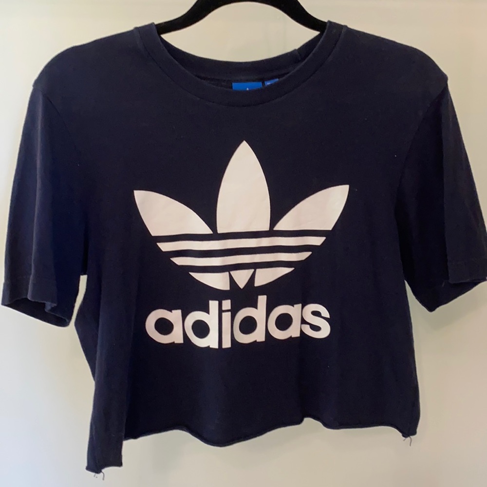 Adidas cropped navy blue T-shirt